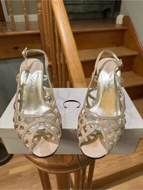Caparros Blush Gold Strappy Slingback Heels